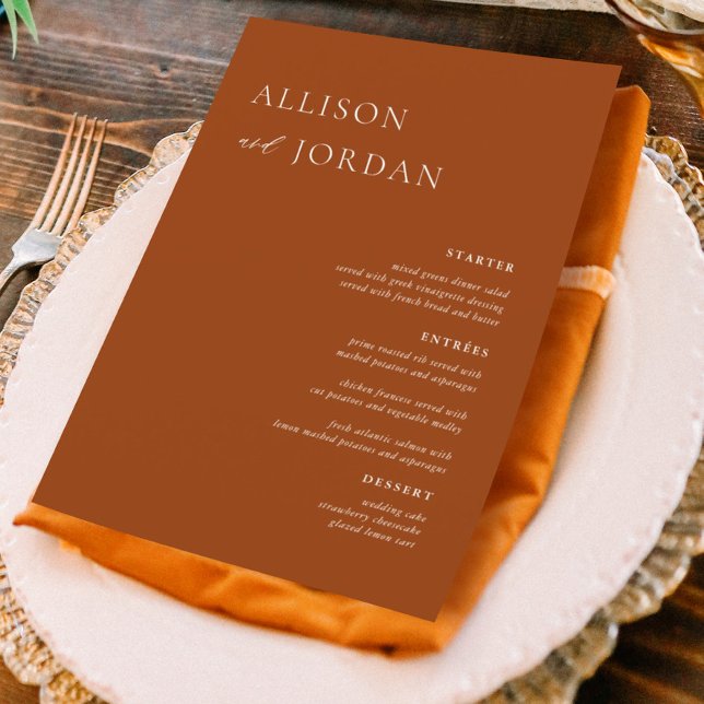 Terracotta Boho Simple Wedding Menu Cards (Creator Uploaded)