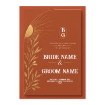 Terracotta Boho Sun Wedding Invitation