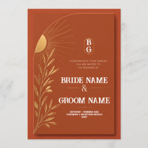 Terracotta Boho Sun Wedding Invitation