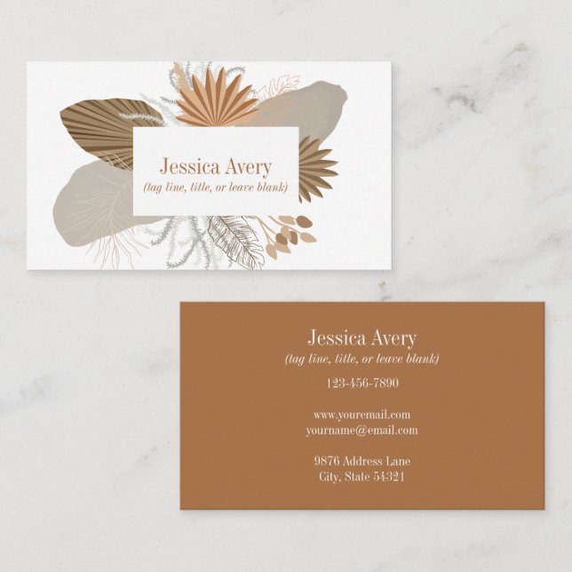 Terracotta Boho Tropical Business Card (Front/Back)