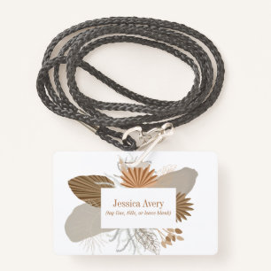 Terracotta Boho Tropical Floral  Badge ID Badge