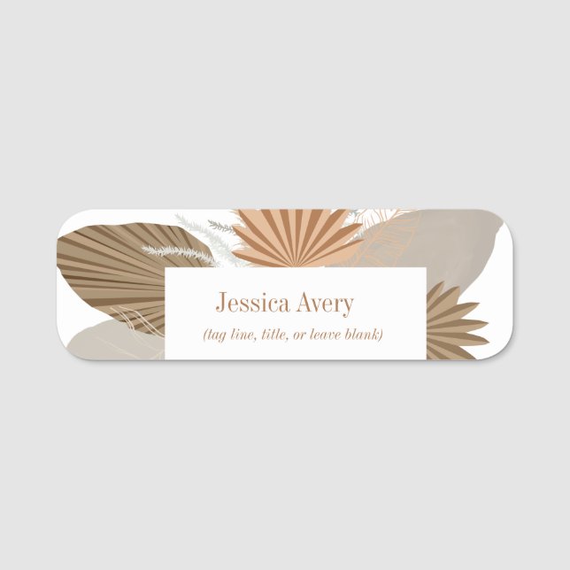 Terracotta Boho Tropical  Name Tag (Front)
