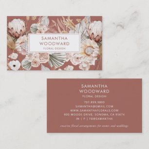 Terracotta Boho Watercolor Floral Designer Business Card