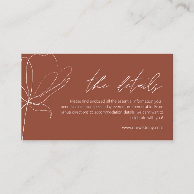 Terracotta Boho Wedding Details Enclosure Card (Front)