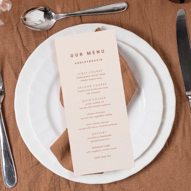 Terracotta Boho Wedding Dinner Menu Our Menu (Creator Uploaded)