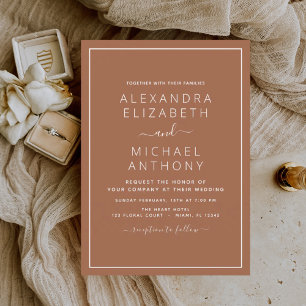 Terracotta Boho Wedding Modern Simple Invitation