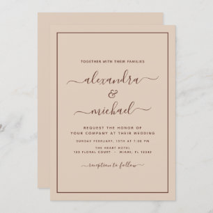 Terracotta Boho Wedding Modern Simple Invitation