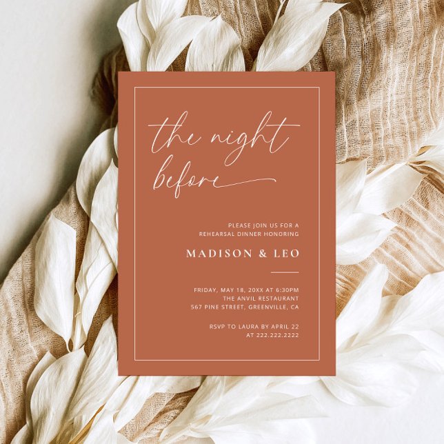Terracotta Boho Wedding Rehearsal Dinner Invitation (Creator Uploaded)