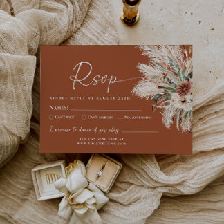 Terracotta Boho Wedding Response RSVP Card 