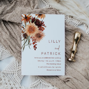 Terracotta Boho Wedding: Summer & Fall Floral Invitation