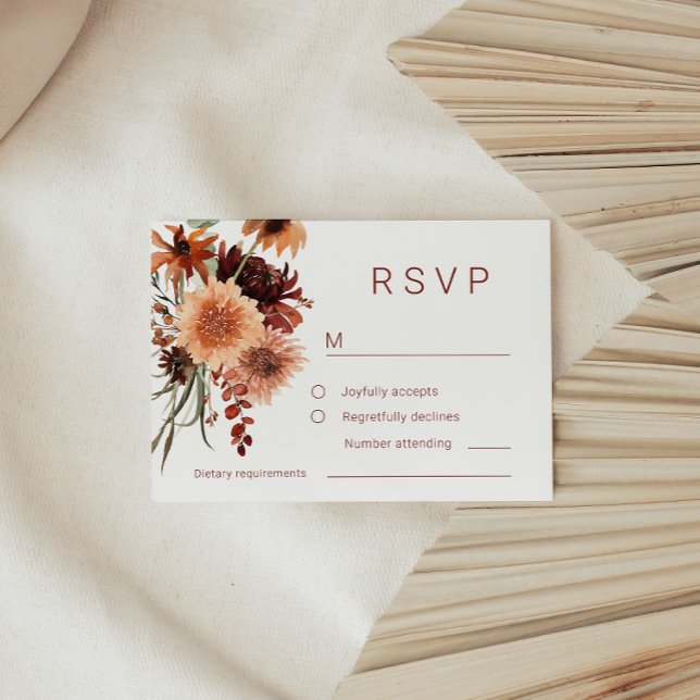 Terracotta Boho Wedding: Summer & Fall Floral RSVP Card (Creator Uploaded)