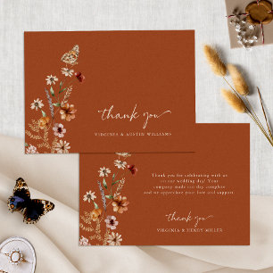 Terracotta Boho Wedding Thank You Card