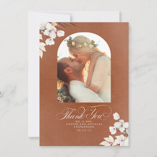 Terracotta Boho Wedding Two Sided Thank You (Front)