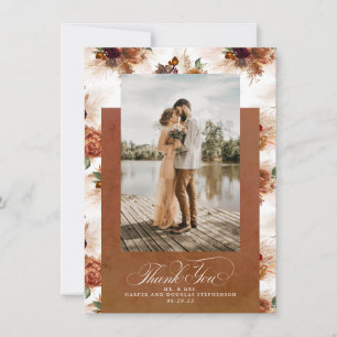 Terracotta Boho Wedding Two Sided Thank You Photo Card