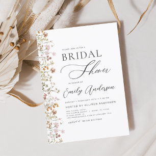 Terracotta Boho Wildflower Bridal Shower Elegant Invitation