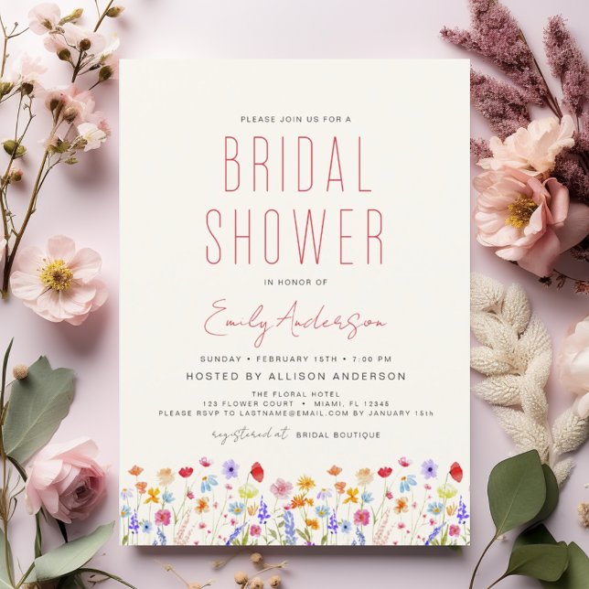 Terracotta Boho Wildflower Bridal Shower Elegant Invitation (Creator Uploaded)
