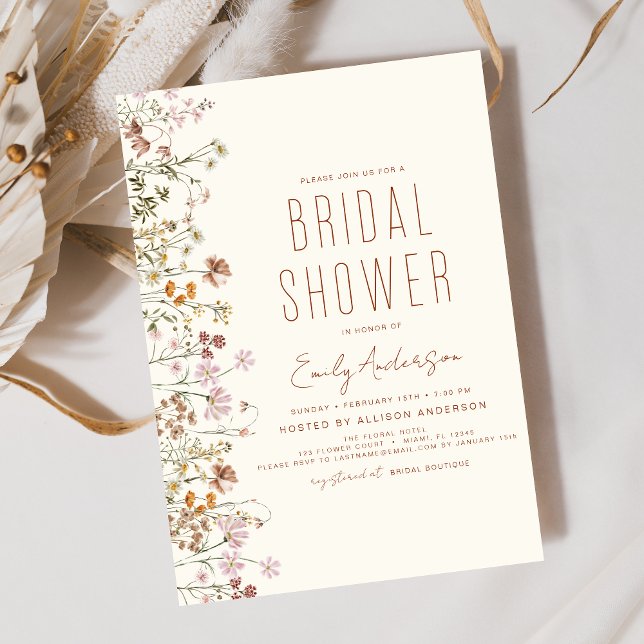 Terracotta Boho Wildflower Bridal Shower  Invitation (Creator Uploaded)