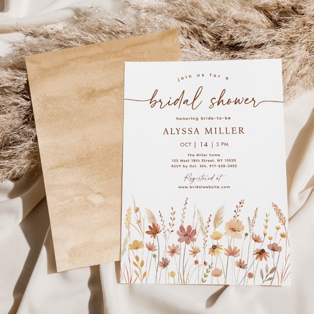 Terracotta Boho Wildflower Bridal Shower Invitation (Creator Uploaded)
