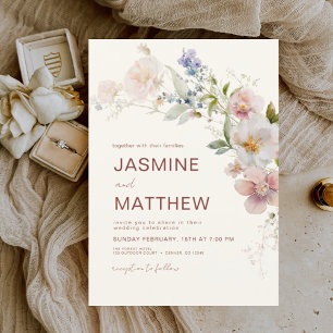 Terracotta Boho Wildflower Wedding Elegant Invitation