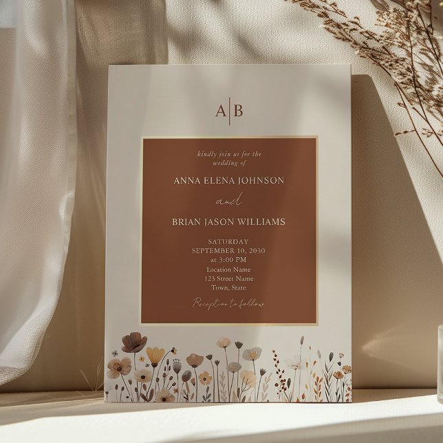 Terracotta Boho Wildflowers Wedding Invitation (Creator Uploaded)