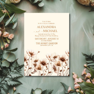 Terracotta Boho Wildflowers Wedding Invitation