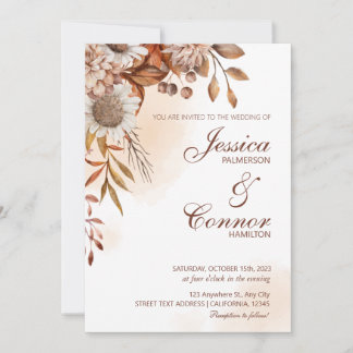 Terracotta Boho Wildflowers Wedding Invitation