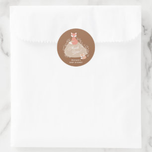 Terracotta Boho Woodland Foxes Baby Shower Classic Round Sticker
