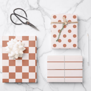 Terracotta Boho Wrapping Paper 3 Pack Neutral Gift