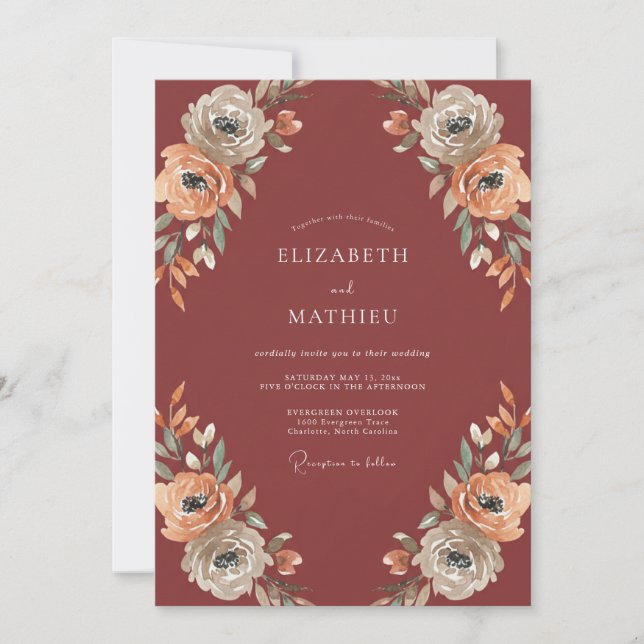 Terracotta Bold Autumnal Wedding Invitation (Front)