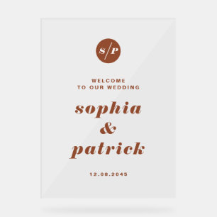 Terracotta Bold Italic Typography Wedding Welcome Acrylic Sign