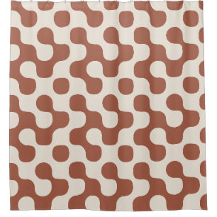 Terracotta Bold Mid Century Abstract Geometric Shower Curtain