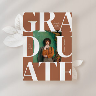 Terracotta Bold Modern Classic Photo Graduation Invitation