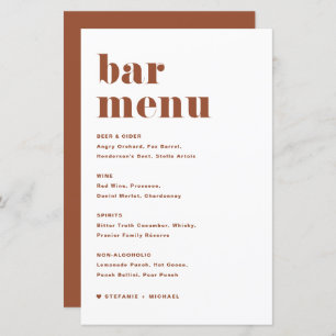 Terracotta Bold Retro Typography Wedding Bar Menu