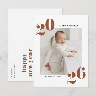 Terracotta Bold Typography 2025 New Year Photo Holiday Postcard