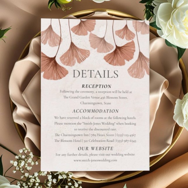 Terracotta Botancial Fall Wedding  Enclosure Card (Creator Uploaded)
