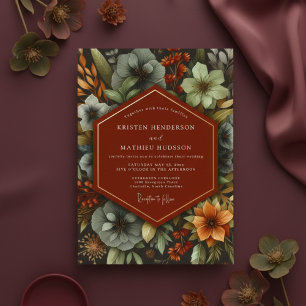 Terracotta Botanical Autumn Wedding Invitation