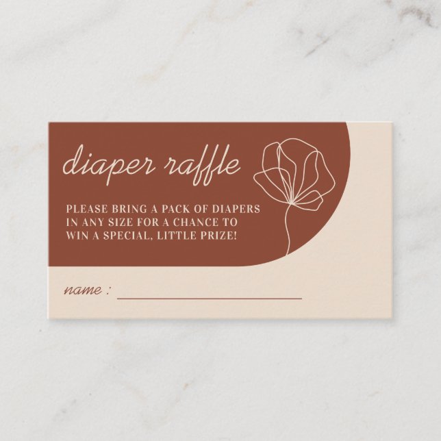 Terracotta Botanical Baby Shower Diaper Raffle Enclosure Card (Front)