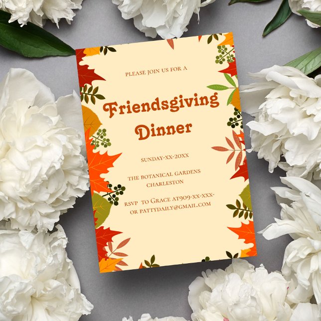 terracotta botanical fall tones Friendsgiving  Invitation (Creator Uploaded)