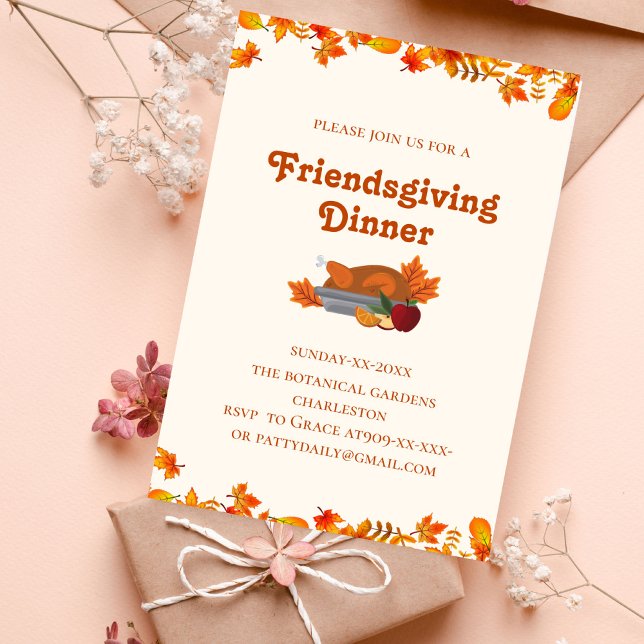 terracotta botanical fall tones   Friendsgiving  Invitation (Creator Uploaded)