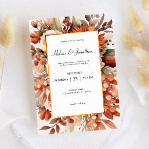 Terracotta Botanical Floral Elegant Wedding Invitation