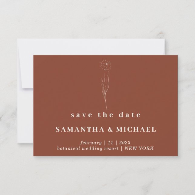 Terracotta botanical Floral Save date essential Invitation (Front)