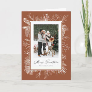 Terracotta Botanical Frame Photo Christmas Holiday Card