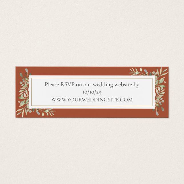Terracotta Botanical Greenery Wedding Website RSVP (Front)