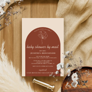 Terracotta Botanical Mail Virtual Baby Shower Invitation