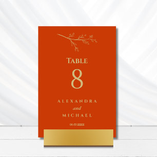 Terracotta Botanical Minimalist Wedding Table Number