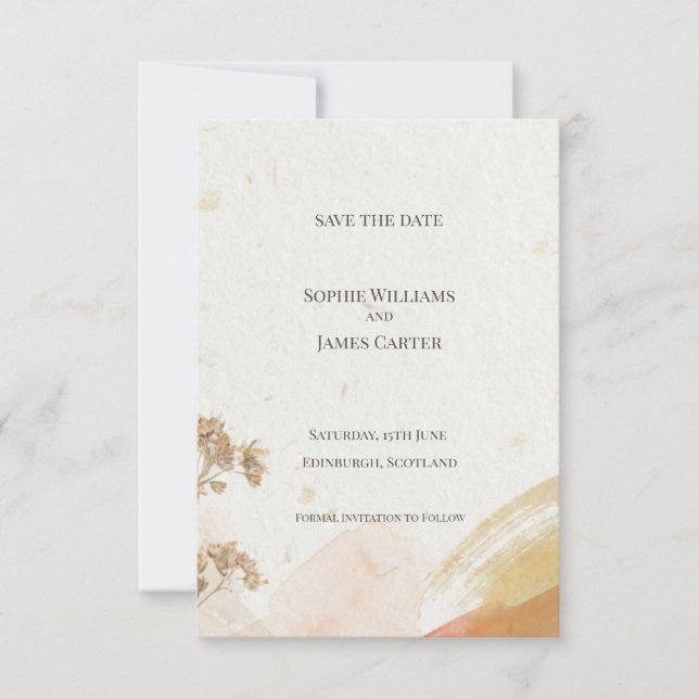Terracotta Botanical Save the Date Card (Front)