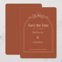 Terracotta Botanical Save the Date Card