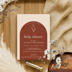 Terracotta Botanical Simple Lily Baby Shower Party Invitation
