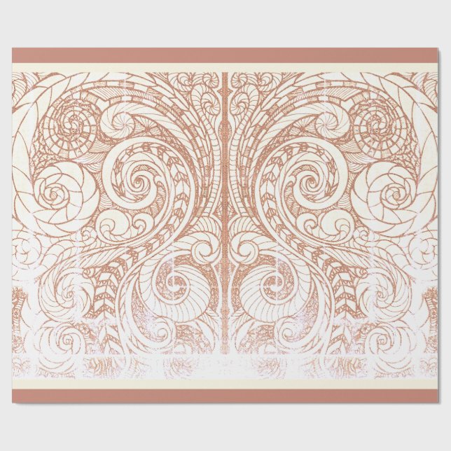 Terracotta Botanical Swirl Wrapping Paper (Flat)