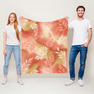 Terracotta Botanical - Warm Earthy Floral Fleece Blanket